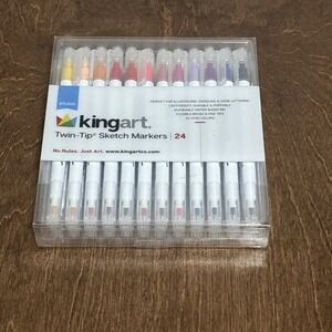 KINGART Twin-Tip Sketch Markers 24 Colors 415-24 New